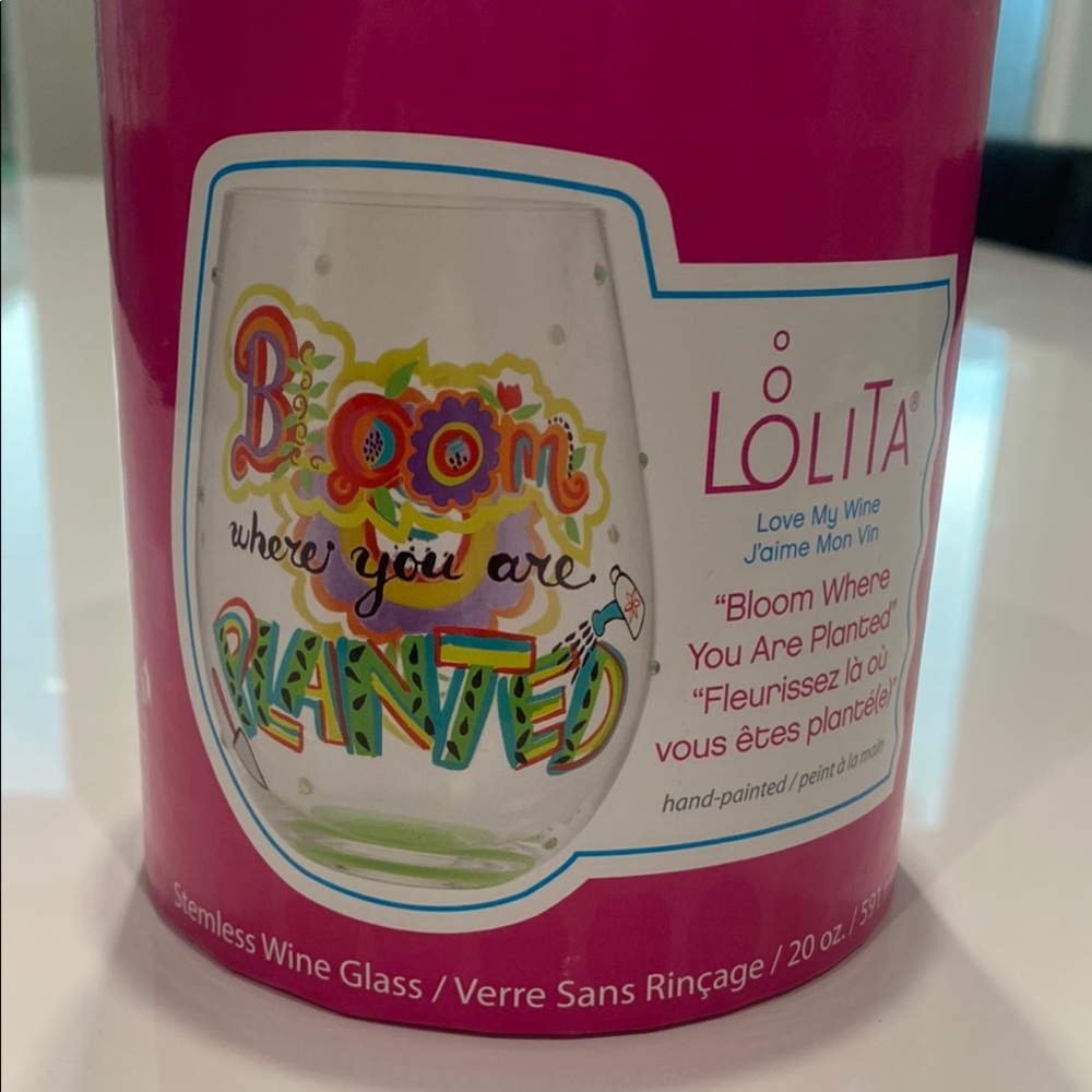 Lolita Colorful Bloom Stemless Wine Glass